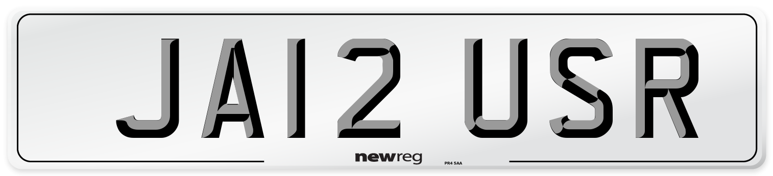 JA12 USR Number Plate from New Reg